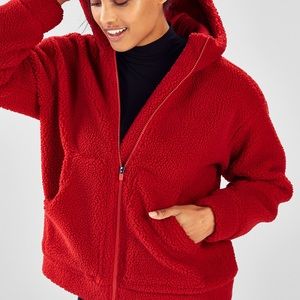Red Fabletics Sherpa Jacket